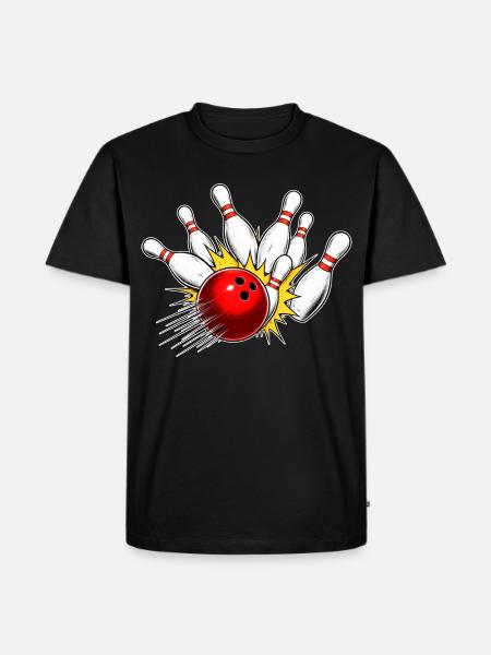 Bowling Strike – Kugel trifft alle Pins - Männer Premium Bio T-Shirt - Schwarz
