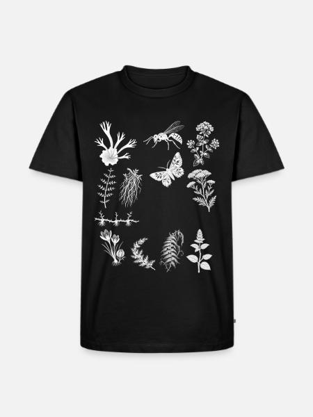 Kräuter & Wacholder & Farn - Botanische Kunst - Männer Premium Bio T-Shirt - Schwarz