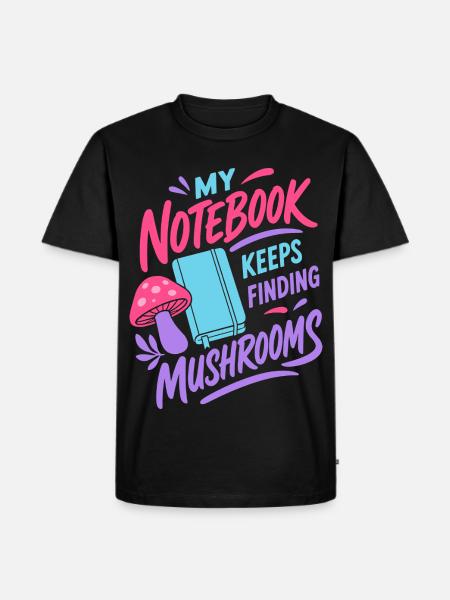 Notizbuch findet immer Pilze - Männer Premium Bio T-Shirt - Schwarz