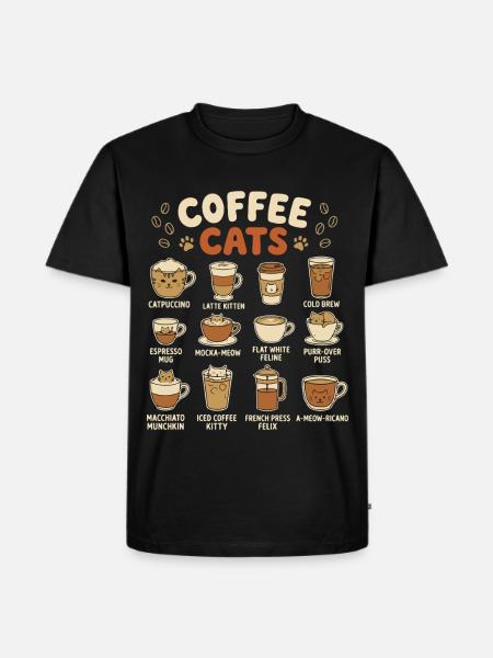 KaffeeKatzen Kollektion - Männer Premium Bio T-Shirt - Schwarz
