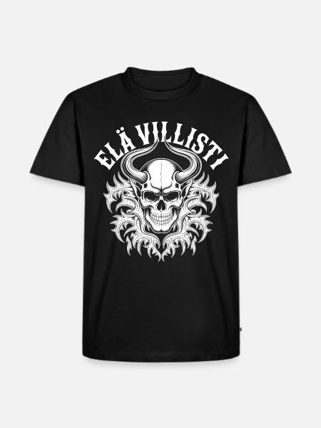 Live Wildness: Horned Skull - Männer Premium Bio T-Shirt - Schwarz