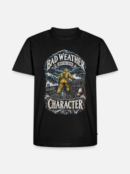 Hummerfänger Bad Weather Builds Character - Männer Premium Bio T-Shirt - Schwarz