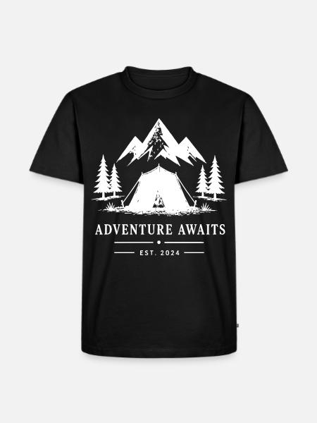 Bergwald Abenteuer Zelt - Männer Premium Bio T-Shirt - Schwarz