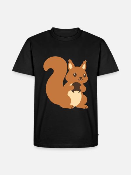 Eichhörnchen Haselnuss Illustration Geschenkidee - Männer Premium Bio T-Shirt - Schwarz