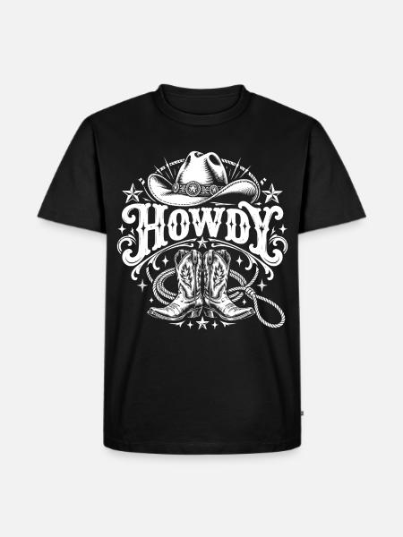 Howdy Western - Männer Premium Bio T-Shirt - Schwarz