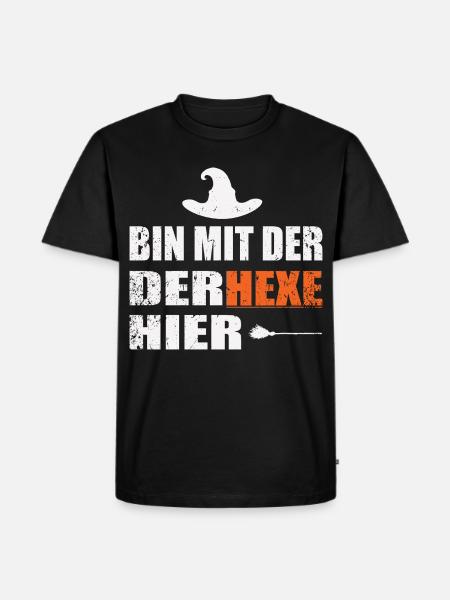 ich bin mit der hexe hier - Männer Premium Bio T-Shirt - Schwarz