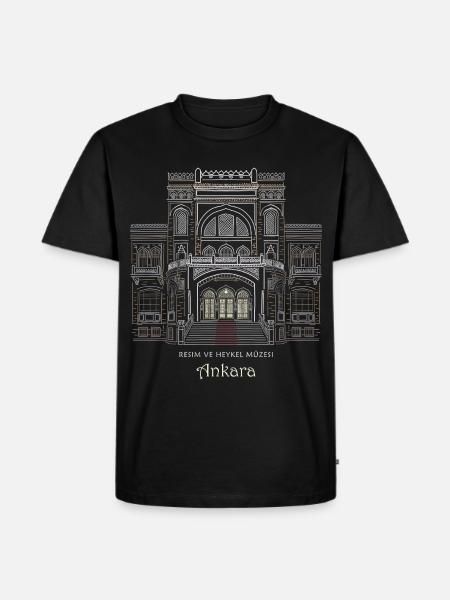 Ankara Kunstmuseum, handgezeichnete Fassade - Männer Premium Bio T-Shirt - Schwarz