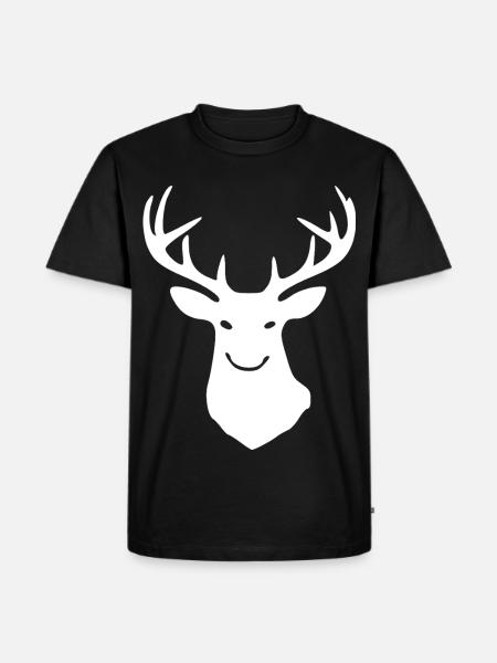 Hirschsilhouette Geweih Logo - Männer Premium Bio T-Shirt - Schwarz