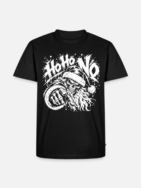 Ho Ho No Skull Santa - Männer Premium Bio T-Shirt - Schwarz
