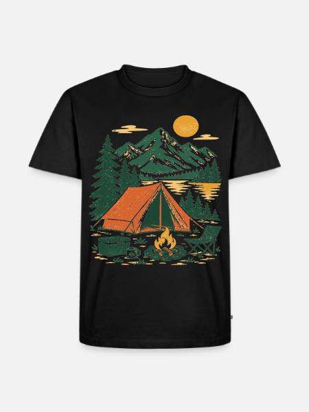 Bergcamping Abendstimmung - Männer Premium Bio T-Shirt - Schwarz