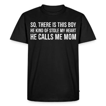Alors il y a ce garçon, il a en quelque sorte volé mon cœur - T-shirt Premium bio Homme - noir - Devant - Nico (187cm)