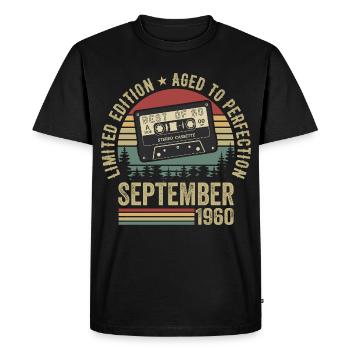 Né en septembre 1960 Millésime 1960 - T-shirt Premium bio Homme - noir - Devant - Nico (187cm)