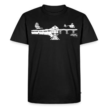Railway Sketch - Men's Premium Organic T-Shirt - black - Front - Nico (187cm)