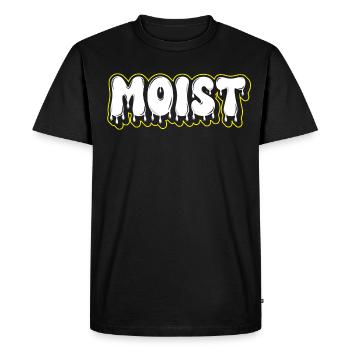 Moist Fat Font Wordmark - Men's Premium Organic T-Shirt - black - Front - Nico (187cm)