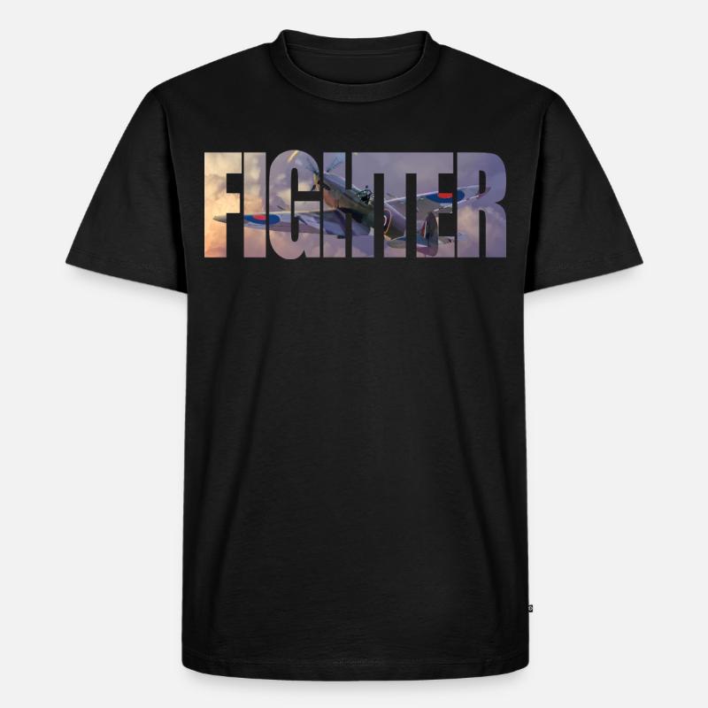 Fighter Spitfire - Männer Premium Bio T-Shirt - Schwarz