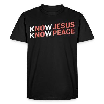 Know Jesus Know Peace Gradient - Men's Premium Organic T-Shirt - black - Front - Nico (187cm)