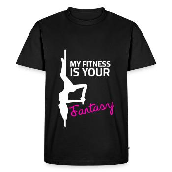Dictons de pole dance - My Fitness is your Fantasy - T-shirt Premium bio Homme - noir - Devant - Nico (187cm)