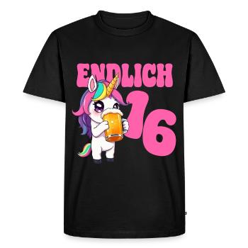 Bière Licorne Enfin 16 ans Anniversaire Alcool - T-shirt Premium bio Homme - noir - Devant - Nico (187cm)