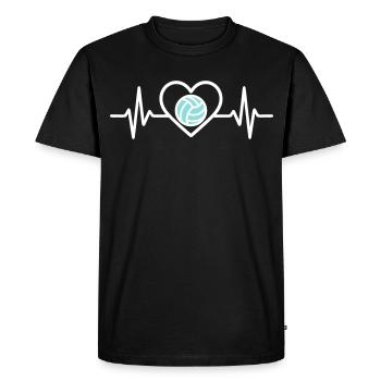 Cœur Volley-ball – Passion Volley Volleyball - T-shirt Premium bio Homme - noir - Devant - Nico (187cm)