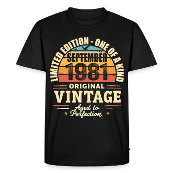 September 1981 Gift 1981 Vintage September 1981 - Men's Premium Organic T-Shirt - black - Front - Nico (187cm)