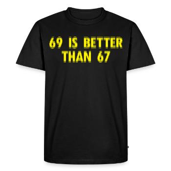 69 c’est mieux que 67 - Dictons drôles pour adultes - T-shirt Premium bio Homme - noir - Devant - Nico (187cm)