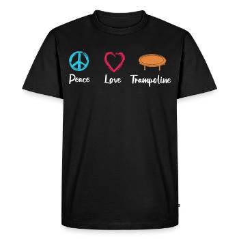 Peace Love Trampoline - Men's Premium Organic T-Shirt - black - Front - Nico (187cm)
