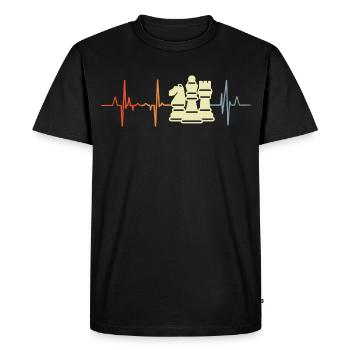 Pièces d’échecs Cardiogramme - T-shirt Premium bio Homme - noir - Devant - Nico (187cm)