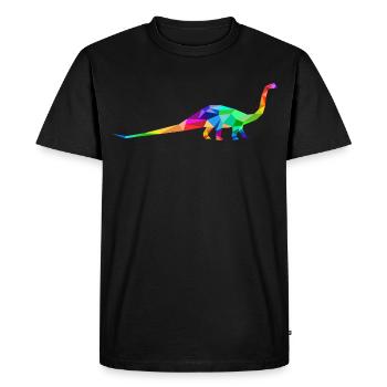 Dinosaure coloré à long cou fait de polygones - T-shirt Premium bio Homme - noir - Devant - Nico (187cm)