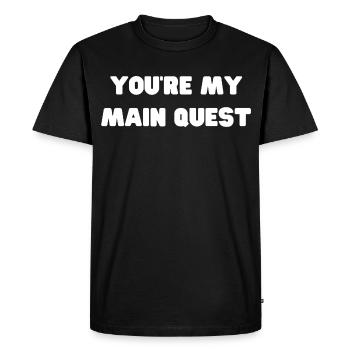 Tu es ma quête principale - T-shirt Premium bio Homme - noir - Devant - Nico (187cm)