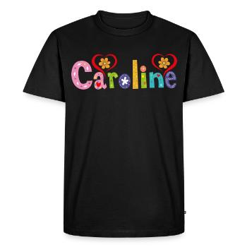Nom de Caroline personnalisé - T-shirt Premium bio Homme - noir - Devant - Nico (187cm)