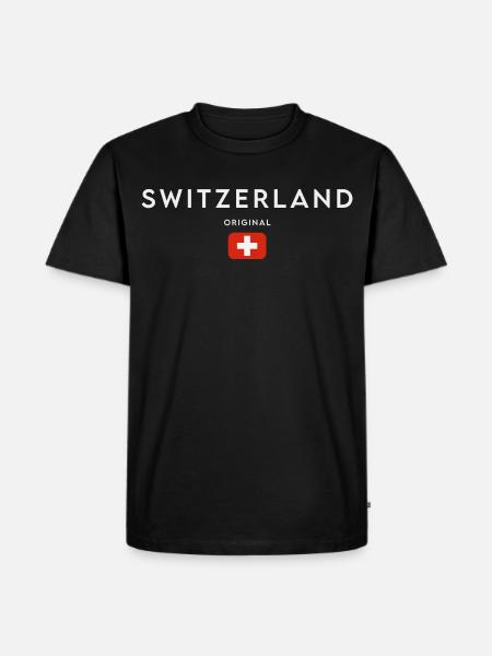 Flag of Switzerland, Swiss pride - Men's Premium Organic T-Shirt - black