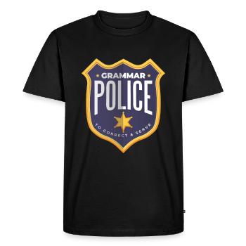 Police de grammaire - T-shirt Premium bio Homme - noir - Devant - Nico (187cm)