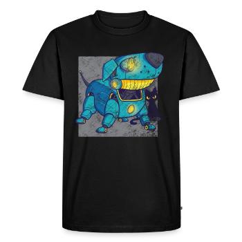 Chien robot rétro - T-shirt Premium bio Homme - noir - Devant - Nico (187cm)