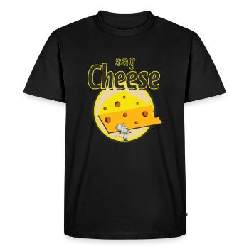 Say cheeseburger design with cheese and mouse - Men's Premium Organic T-Shirt - black - Front - Nico (187cm)