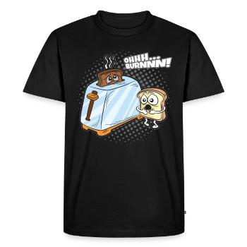 Oh Burn Toast Toast Bread RoastBreakfast Piece Humor - Men's Premium Organic T-Shirt - black - Front - Nico (187cm)