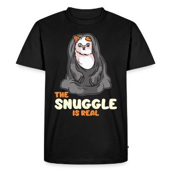 The Snuggle is a real cat in a blanket - Men's Premium Organic T-Shirt - black - Front - Nico (187cm)