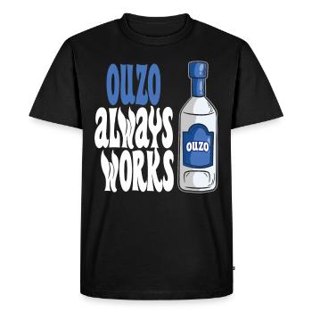 Ouzo travaille toujours l’ d’anis grec - T-shirt Premium bio Homme - noir - Devant - Nico (187cm)