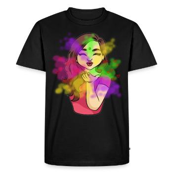 Holi Festival Girl Indian Pakistani Mrs. Holi - Men's Premium Organic T-Shirt - black - Front - Nico (187cm)
