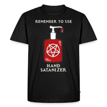 Remember to hand Satanizer atheist joke to - Men's Premium Organic T-Shirt - black - Front - Nico (187cm)