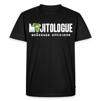 Mojitologue T-shirt Humour Femme Soirée Mojito - T-shirt Premium bio Homme - noir - Devant - Nico (187cm)