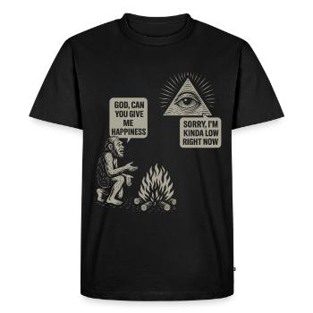Homme des cavernes Dieu du feu Humour - Désolé, je suis bas en ce moment - T-shirt Premium bio Homme - noir - Devant - Nico (187cm)