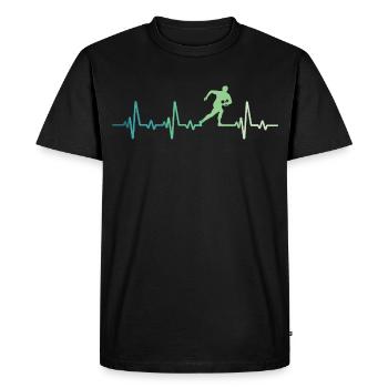 Rugby Heartbeat Rugby Player Gift - Men's Premium Organic T-Shirt - black - Front - Nico (187cm)