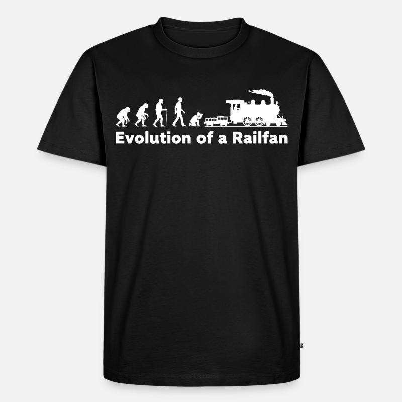 Evolution Railfan Zuglokomotive - Männer Premium Bio T-Shirt - Schwarz