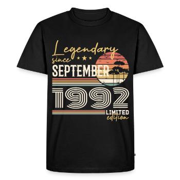 Septembre 1992 Né en Septembre 1992 September 1992 - T-shirt Premium bio Homme - noir - Devant - Nico (187cm)
