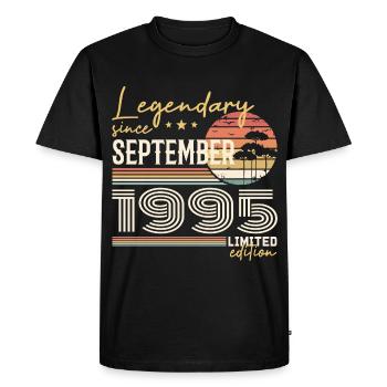 Septembre 1995 Né en Septembre 1995 September 1995 - T-shirt Premium bio Homme - noir - Devant - Nico (187cm)