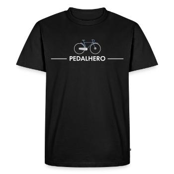 Pedalhero – Cooles Fahrrad Shirt - Männer Premium Bio T-Shirt - Schwarz - Vorne - Nico (187cm)