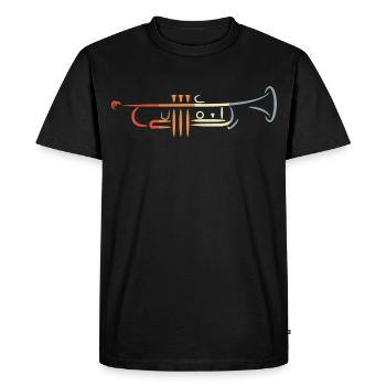 Dessin de trompette Vintage - T-shirt Premium bio Homme - noir - Devant - Nico (187cm)