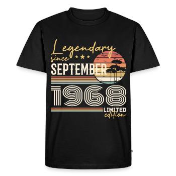 Septembre 1968 Né en Septembre 1968 September 1968 - T-shirt Premium bio Homme - noir - Devant - Nico (187cm)