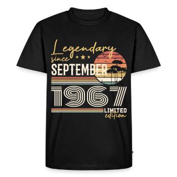Septembre 1967 Né en Septembre 1967 September 1967 - T-shirt Premium bio Homme - noir - Devant - Nico (187cm)