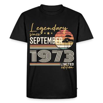 September 1973 Born in September 1973 September 1973 - Men's Premium Organic T-Shirt - black - Front - Nico (187cm)